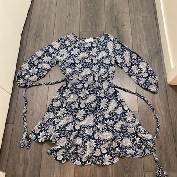 Apiece Apart Sabine Cotton Silk Floral Print Mini Dress Sz 0 - Picture 4 of 11